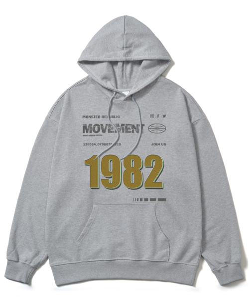 1982 오렌지 오버핏 후드티 그레이