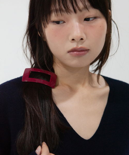 square plain hair pin - red wine