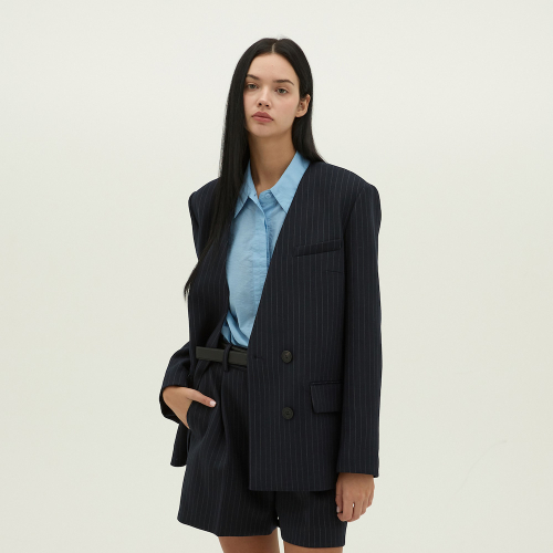 V넥 노카라 투버튼 자켓 EMQ9WJK040