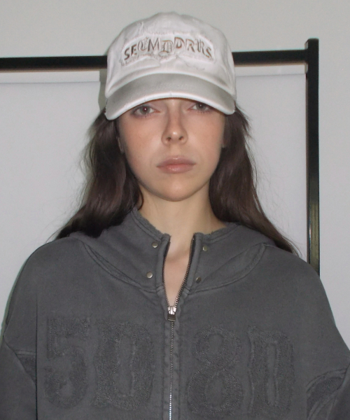 DIRTY WASHED APPLIQUE BALL CAP [IVORY]