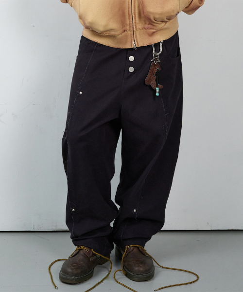 CURVED STUD PANTS BLACK