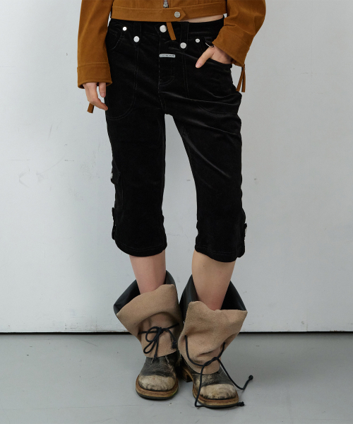 UTILITY CORDUROY CAPRI PANTS(W) BLACK