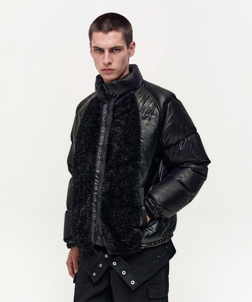 TRIPLE PATCH PUFFER DOWN JACKET (BLACK)