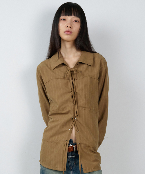 WESTERN TIED SUEDE SHIRTS(W) BROWN