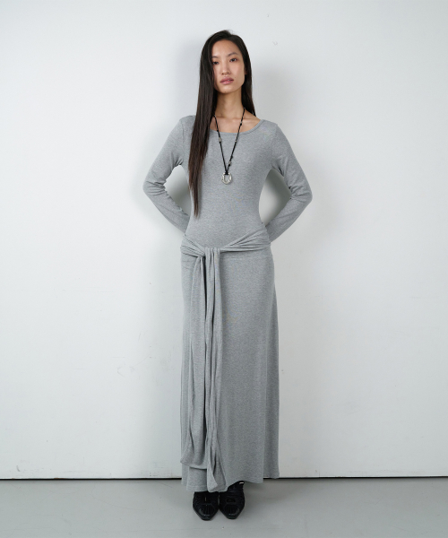DRAPED MAXI ONE-PIECE(W) GREY