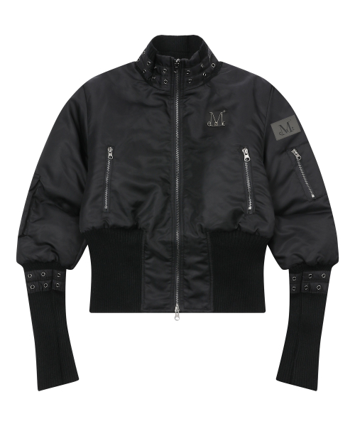 ORVEN EYELET CROPPED BOMBER JACKET