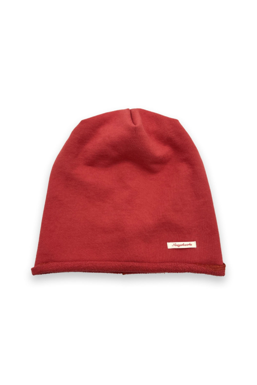 Cotton Casual Loopback Beanie Hats_Coral Red