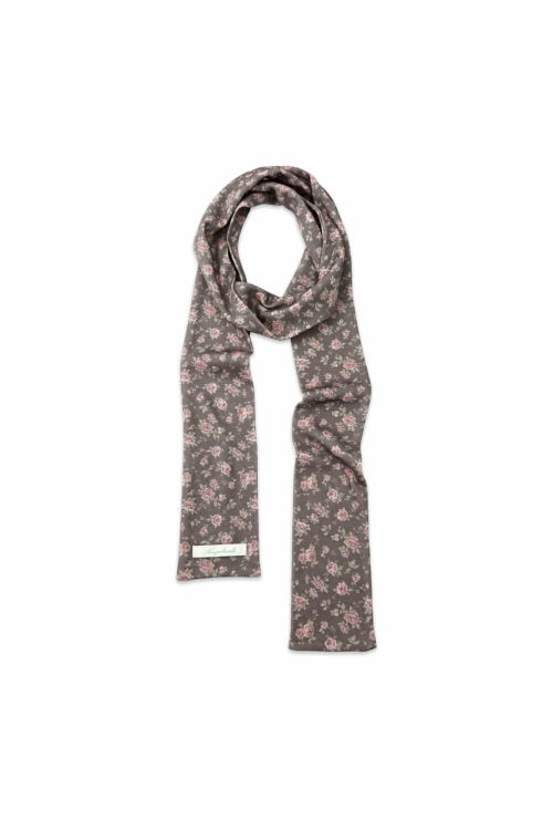 Soft Rose Floral Long Scarf_Charcoal