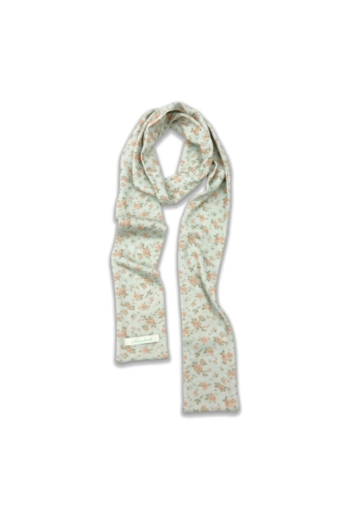 Soft Rose Floral Long Scarf_Mint