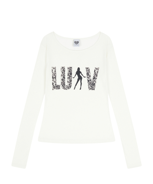 RL LACE LUV SLEEVE TEE(IVORY)
