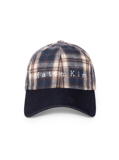 MATIN CONTRAST BRIM CHECK BALL CAP IN NAVY