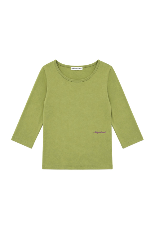 Boat Neck 3/4 Sleeve T Shirt, Olive