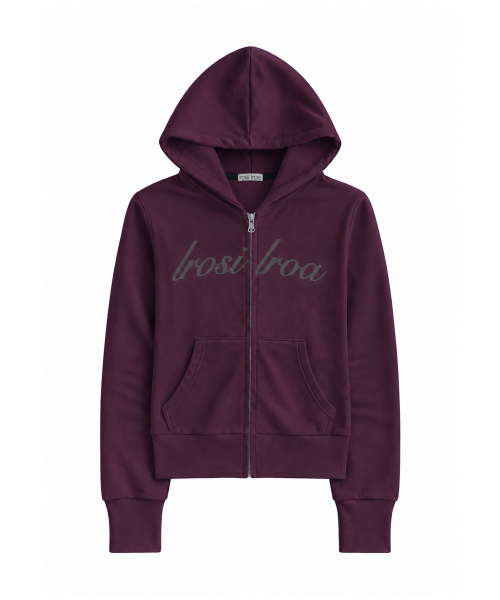 IR Lettering Slim Hoodie Zip-up (Plum)