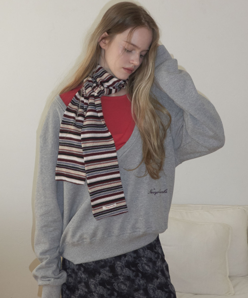 Multicolor Stripe Long Mufflers Scarf_Burgundy