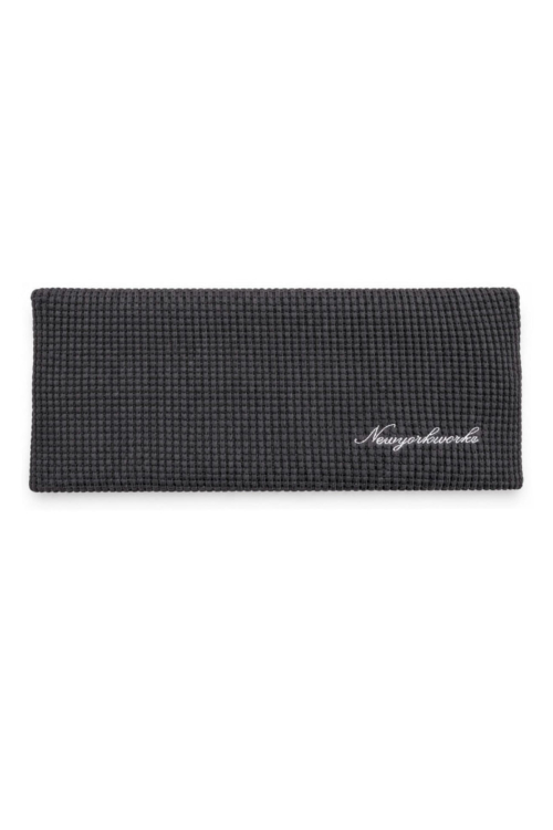Waffle Knit Wide Hair Band Bandana_Charcoal
