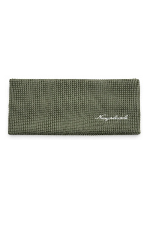 Waffle Knit Wide Hair Band Bandana_Khaki