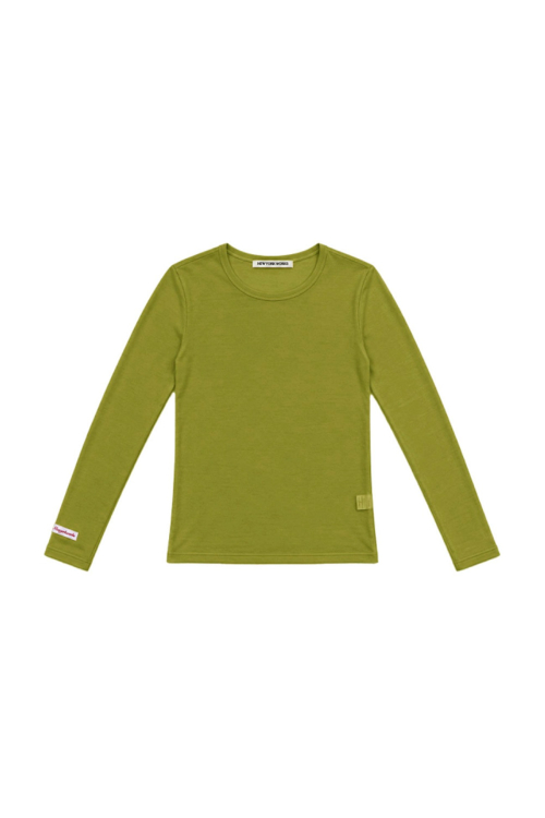 Sheer Layered Long Sleeve T Shirt_Olive