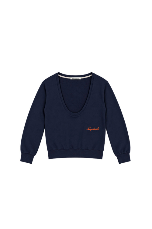 Wide U-Neck Sweat-Shirt_Navy