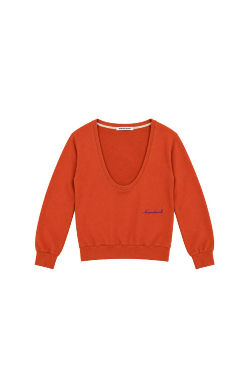 Wide U-Neck Sweat-Shirt_Orange