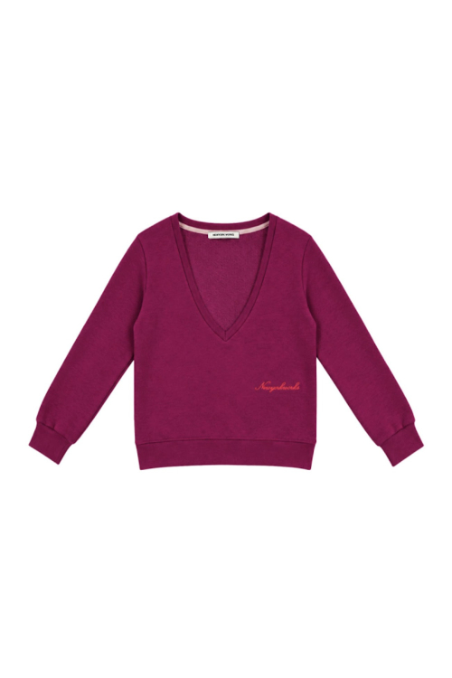 Deep Vneck Sweat-Shirt_Plum