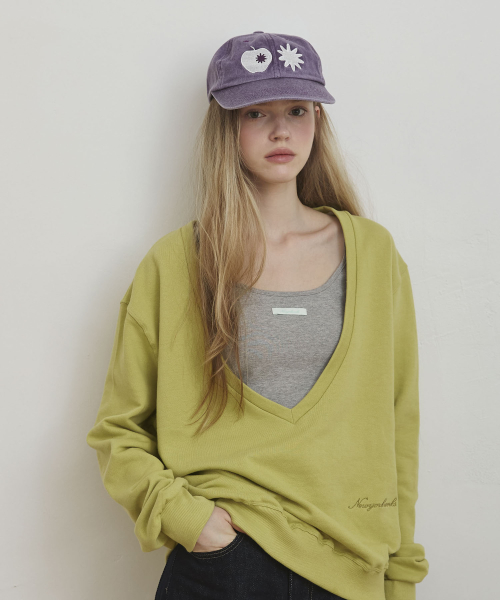 Deep Vneck Sweat-Shirt_Lime