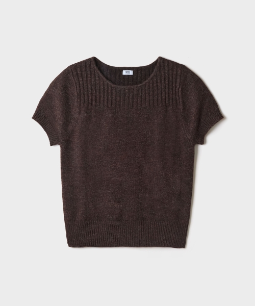 [Soft Yarn] Fuzzy Short-Sleeve Sweater_SPKWG4TG03