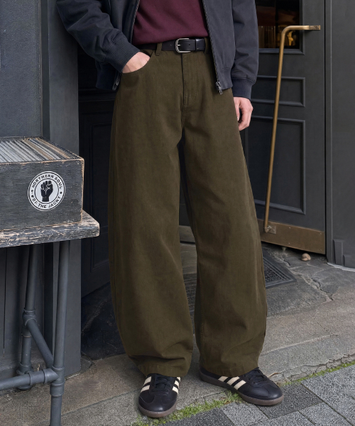Round Curved Cotton Pants Brown ISLP2718
