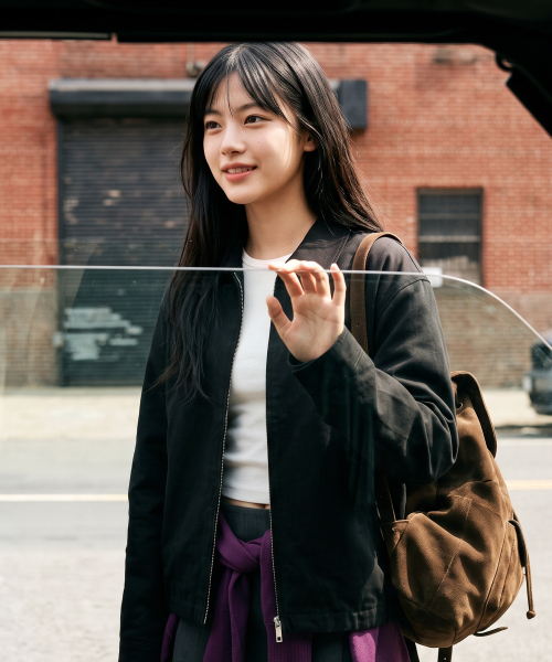 Minimal Cotton Blouson Jacket Black KJJK2710