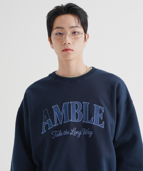 Amble Denim Patch Sweatshirts Darknavy KJMT2723