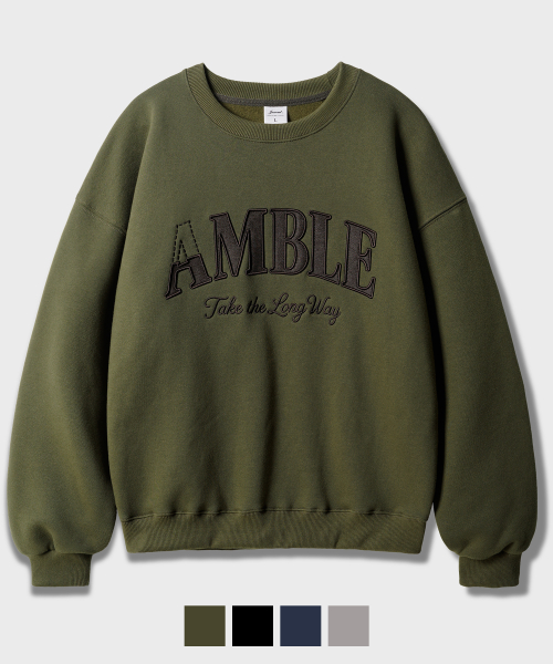 Amble Denim Patch Sweatshirts Khaki KJMT2723