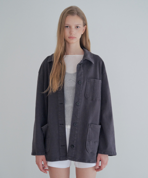 Peach Cotton Work Jacket_Dark Gray