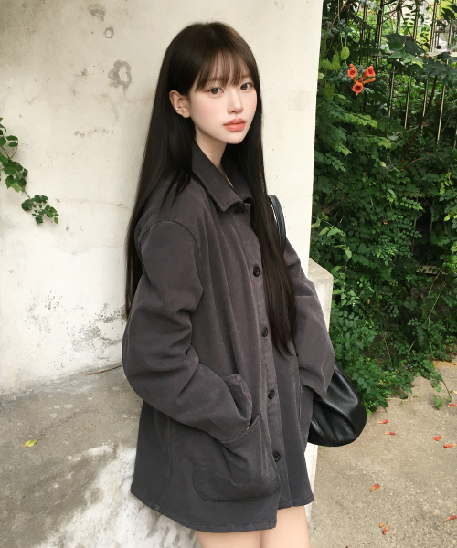Peach Cotton Work Jacket_Dark Gray