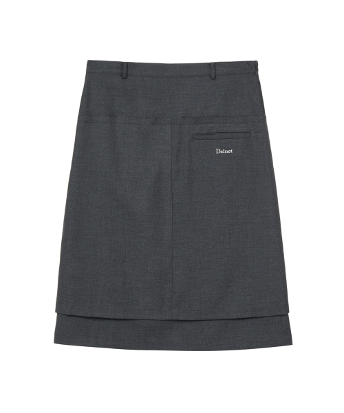 RAW EDGE LAYERED MIDI SKIRT IN CHARCOAL