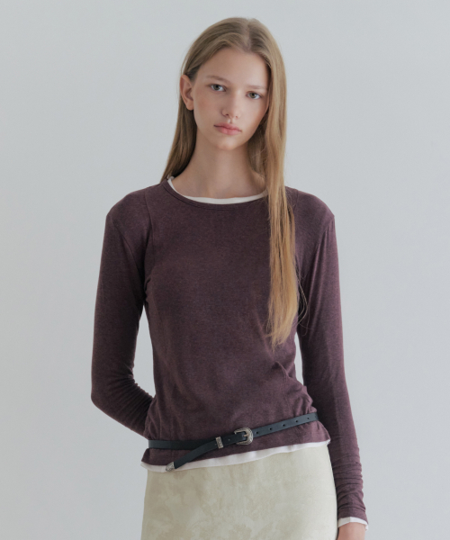 See-Through Tencel Wool Long Sleeve_Wine
