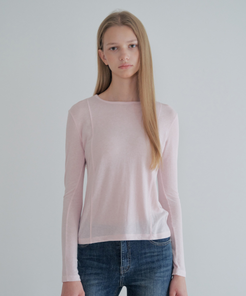 See-Through Tencel Wool Long Sleeve_Pink