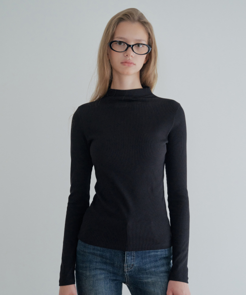 Soft Slim Ribbed Turtle-neck_Black