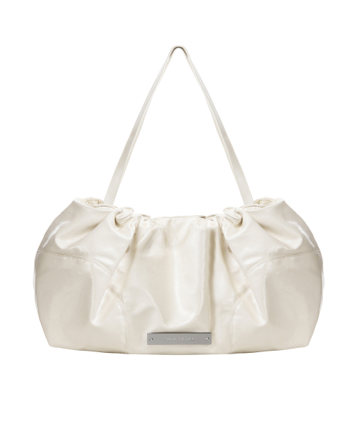 CRYSTAL SHIRRING TOTE BAG_IVORY