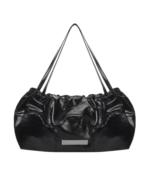 CRYSTAL SHIRRING TOTE BAG_BLACK