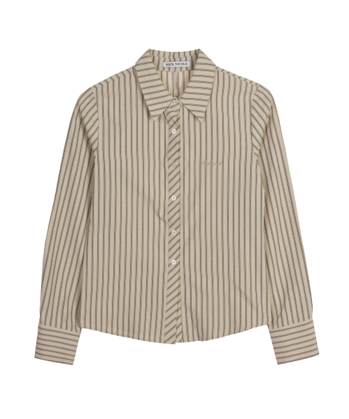 CONTRAST STRIPE SHIRT_BEIGE