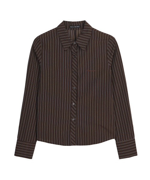 CONTRAST STRIPE SHIRT_BROWN
