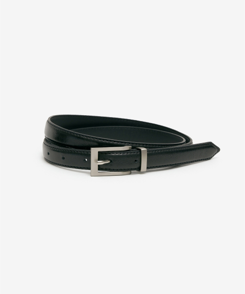 Square Buckle Leather Belt (Silver) TNBE6F101SV