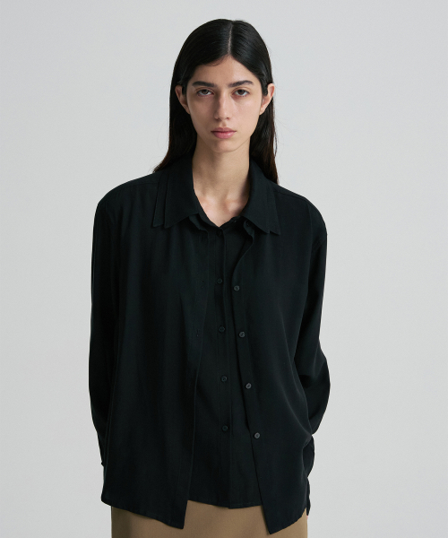 DOUBLE-COLLAR RELAXED SHIRT BLACK