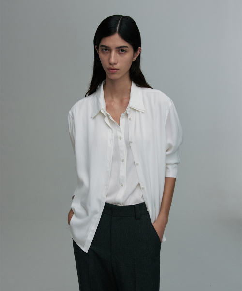 DOUBLE-COLLAR RELAXED SHIRT WHITE