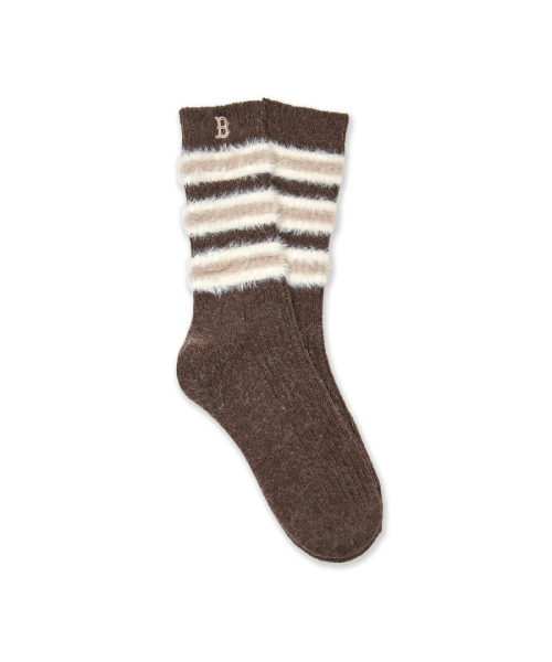 Fluffy Stripe Crew Socks