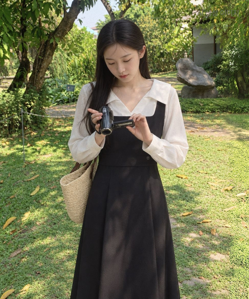 Open-Collar Long Woven-Match One-Piece RMOWG4TST1