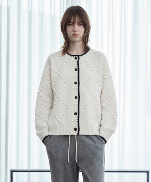 Contrast-Trim Wool-Blend Knit Cardigan J1KT721L