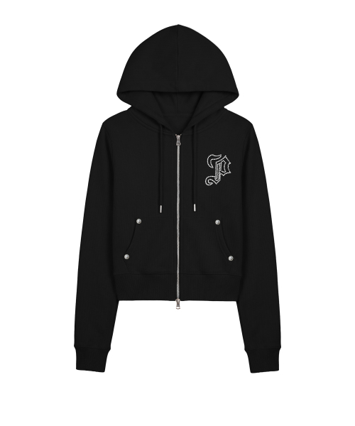 엠블럼 글리터 후드집업_블랙 Emblem Glitter Hood Zip-Up_Black