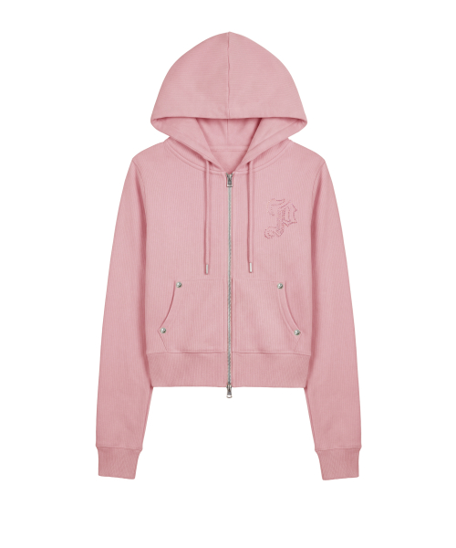 엠블럼 글리터 후드집업_라이트 핑크 Emblem Glitter Hood Zip-Up_Light Pink