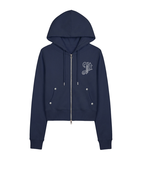 엠블럼 글리터 후드집업_네이비 Emblem Glitter Hood Zip-Up_Navy