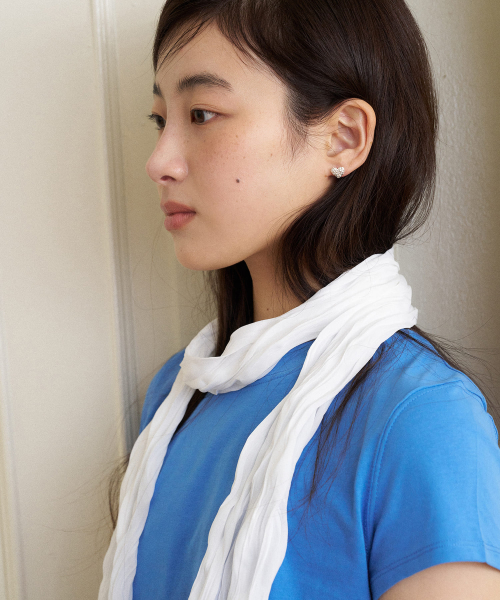 [slim] soft wrinkle long scarf - white